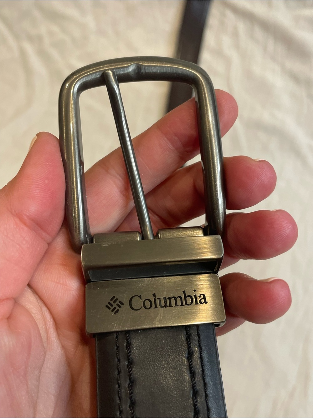 Columbia Reversible Leather Belt Black Brown Gunmetal Buckle Size 38-40